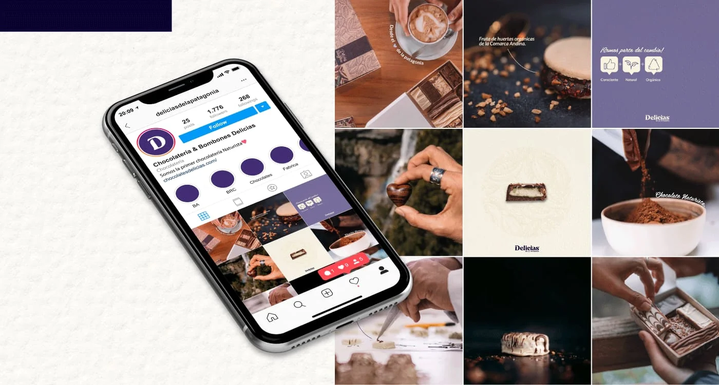 Savia — identidad visual para redes Delicias de la Patagonia — diseño Ana Clara Toscani Boccardo